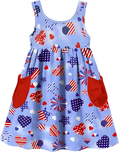 Miniatura 29 de Vieille Vestido sin mangas para niñas pequeñas, lindo vestido de verano con bolsillo, 2-7 años