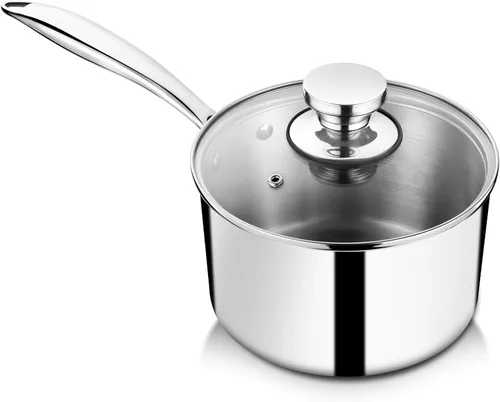 Miniatura 8 de P&P CHEF Olla y cacerola de tres capas de 1 cuarto de galón, sartén de acero inoxidable con tapa, olla de inducción de cocina, utensilios de cocina