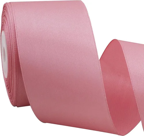 TONIFUL - Cinta de satén de oro rosa de 2 pulgadas x 25 yardas de ancho, rollo de cinta de satén sólida para manualidades, cinta para silla,