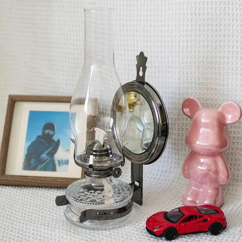 Miniatura 4 de Lámpara de aceite Chimenea Base de 3 pulgadas de 9 pulgadas de altura de queroseno Lámpara de repuesto de vidrio transparente alto