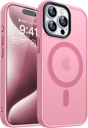 Miniatura 21 de CANSHN Funda magnética para iPhone 15 [compatible con MagSafe y probada contra caídas de grado MIL], funda delgada translúcida mate, antiarañazos, a