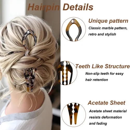 Miniatura 3 de 4 horquillas para el cabello para mujer, horquillas francesas en forma de U, elegantes accesorios para el cabello de mujer, horquilla francesa