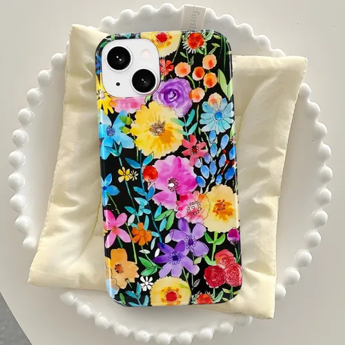 Miniatura 8 de J.west Bonita funda de teléfono para iPhone 13, diseño estético floral de acuarela, funda delgada y suave de TPU para mujer, antiarañazos, a prueba