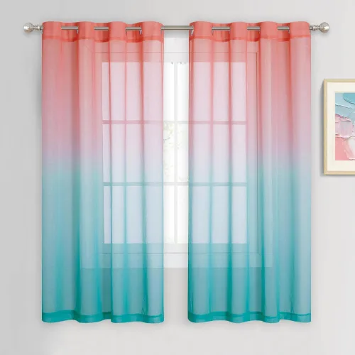 Miniatura 31 de NICETOWN Cortinas de lino sintético degradado para sala de estar, estilo noble con ojales, cortinas semitransparentes para niños, cortinas de Morado