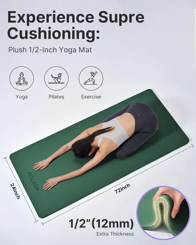 Miniatura 3 de YOTTOY Tapete de Yoga, Tapete de Yoga Extra Grueso (1/2 pulgada), Tapete Profesional de TPE para Ejercicio, Tapete de Entrenamiento Antideslizante