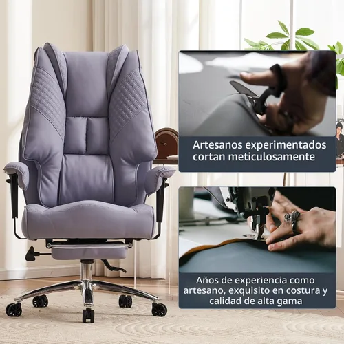 Miniatura 7 de EXCEBET Silla de oficina grande y alta, hasta 400 libras, con asiento ancho, de cuero, de respaldo alto, silla ejecutiva de oficina con reposapiés