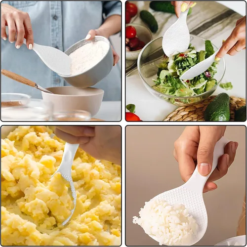 Miniatura 6 de FireKylin Cuchara de arroz de silicona con paleta antiadherente y resistente al calor, cuchara para olla arrocera, cuchara de servir para granos