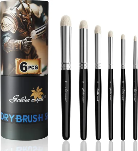 Golden Maple Dry Brush - Juego de pinceles para pintura en miniatura, 6 unidades, modeladores profesionales, pinceles de pintura en miniatura para