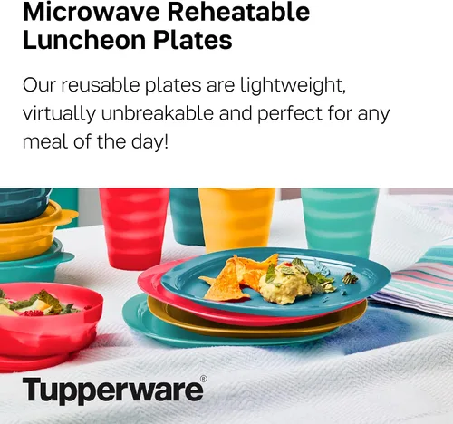 Miniatura 2 de Tupperware Platos de almuerzo recalentables para microondas, aptos para lavavajillas y microondas, sin BPA, reutilizables, ligeros, duraderos e