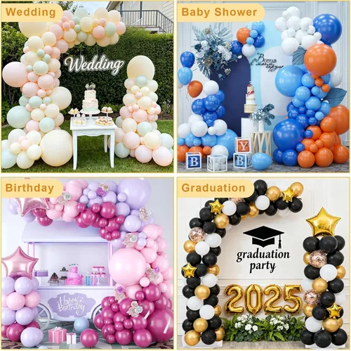 Miniatura 5 de Chamvis Soporte de arco de globos, kit de arco de globos ajustable de 8.2 pies y 5 pies, marco de arco de boda, soporte de arco de flores, arco