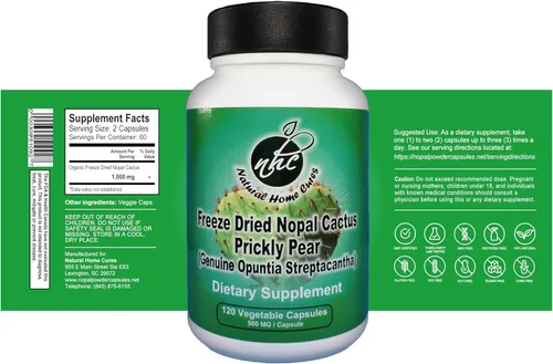Miniatura 5 de Cápsulas de cactus nopal liofilizado premium, cultivadas en montaña en México, suplemento en polvo de cactus entero, sin rellenos, 500 mg, 120