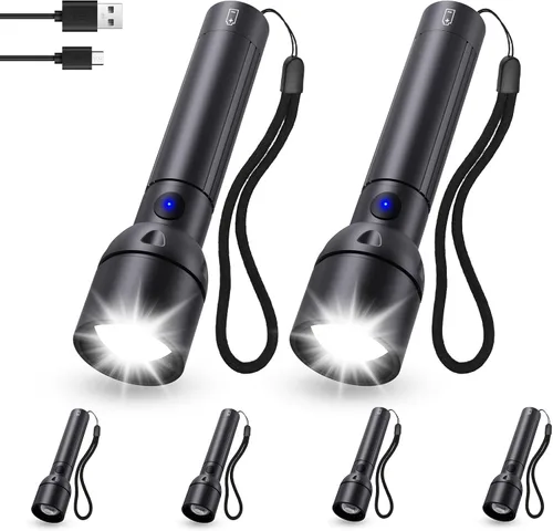 Miniatura 11 de Linterna recargable USB C de alto lúmenes, 800L, luz de flash súper brillante con 12 horas de larga vida, 5 modos, zoomable, impermeable, potentes
