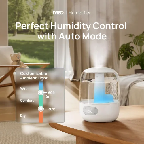 Miniatura 2 de Dreo Humidificadores para dormitorio, humidificador ultrasónico de niebla fría con 26dB silencioso e iluminación RGB, tanque de llenado superior