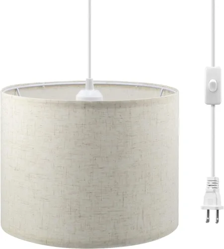 Miniatura 10 de KUAUGST Lámpara colgante enchufable, lámpara colgante de 15 pies con cable de enchufe, interruptor de encendido/apagado, iluminación colgante
