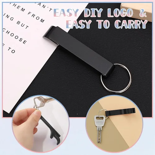 Miniatura 5 de Paquete de 200 llaveros para abridor de botellas de aluminio negro a granel para recuerdos de fiesta de boda