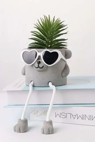 Zen Home Lindas plantas falsas para estante - Mini plantas suculentas - Pequeñas plantas artificiales para decoración de estantes - Plantas de Oso