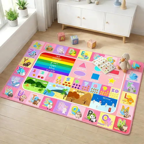 Miniatura 22 de Alfombra infantil para sala de juegos, dormitorio, 2.5 x 4 pies, alfombra educativa ABC para aula, guardería, alfombra antideslizante de aprendizaje