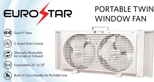 Miniatura 2 de EUROSTAR FWF9100 Ventilador portátil de ventana doble, color blanco