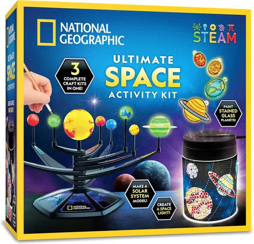 Miniatura 9 de National Geographic - Kit de modelo de sistema solar que brilla en la oscuridad para niños, construye y pinta un modelo planetario 3D con brazos
