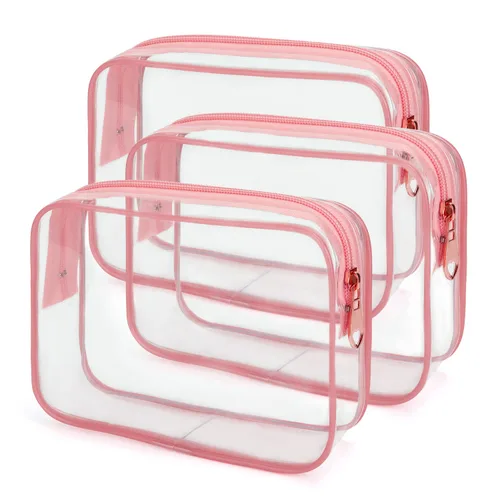 Miniatura 18 de Wedama Bolsas de cosméticos aprobadas por la TSA para hombres y mujeres, paquete de 2 con cremallera, accesorios de viaje de aeropuerto, bolsas