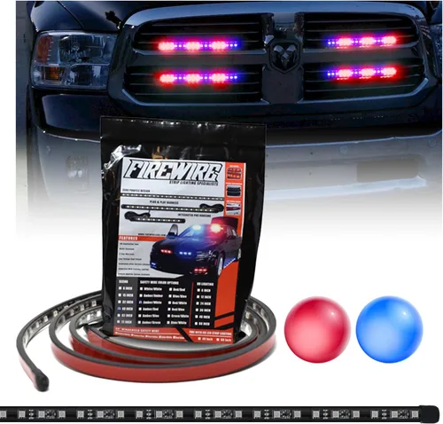 Miniatura 2 de Firewire Luces estroboscópicas de emergencia LED para camiones Kit de rejilla delantera de iluminación de vehículo de seguridad azul y blanco