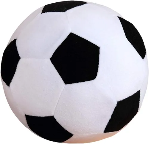 AOQI Peluche esponjoso de pelota de fútbol, almohada de felpa suave y duradera, regalo de fútbol para niños, chicos y bebés (negro - blanco, 7.8