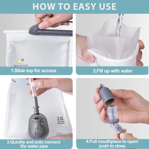 Miniatura 4 de N NEVO RHINO Bolsa de hidratación 2L-3L, depósito de agua para mochila de senderismo, bolsa de almacenamiento de agua a prueba de fugas, bolsa