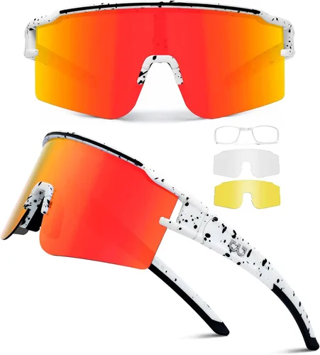 SPOSUNE Gafas de ciclismo polarizadas con 3 lentes intercambiables para mujeres y hombres, TR90 gafas de sol deportivas para correr y béisbol 3