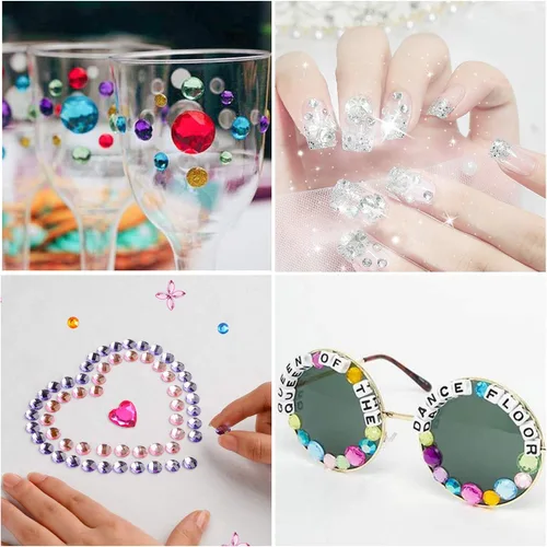 Miniatura 7 de Calcomanías de diamantes de imitación autoadhesivas, 1141 piezas de gemas para manualidades, calcomanías de cristal brillantes para manualidades