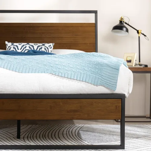 Miniatura 12 de ZINUS Suzanne - Base de cama de plataforma de metal y madera de 37 pulgadas, construcción de madera maciza y acero, no necesita somier, soporte