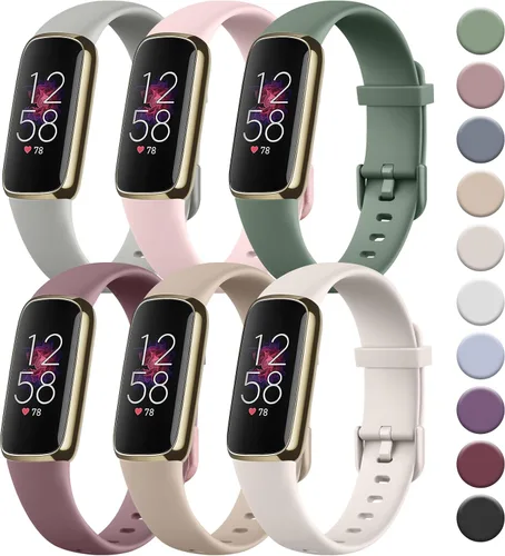 Miniatura 9 de Tobfit Paquete de 6 correas deportivas compatibles con correas Fitbit Luxe para mujeres y hombres, correas de silicona suave impermeables