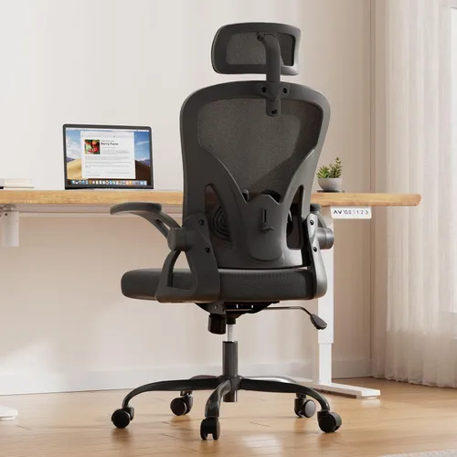 Miniatura 3 de Farini Silla ergonómica de oficina, silla de escritorio para oficina en casa con reposacabezas, silla de computadora de respaldo alto con Negro-negro