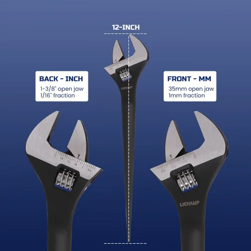 Miniatura 5 de Lichamp - Llave de mandíbula ajustable de 12 pulgadas para construcción