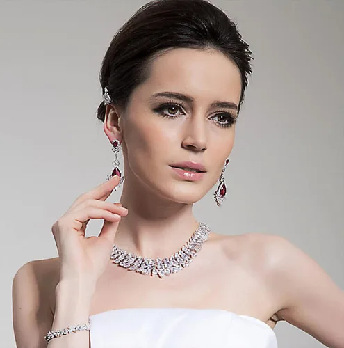 Miniatura 7 de Aretes colgantes de cristal AAAAA Australia chapados en oro blanco para boda, dama de honor, lágrima transparente, circonita cúbica, para mujeres