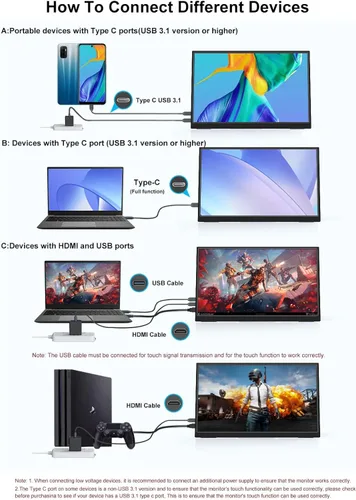 Miniatura 5 de IBW Monitor IPS FHD 1280P de 10.5 pulgadas, 500 liendres 2000:1, monitor portátil ultrafino USB-C HDMI HDR con soporte y doble altavoz, monitor