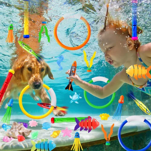 Miniatura 6 de YUJUN 35 piezas de juguetes de buceo y natación para piscina, juguetes de juego subacuático de verano con peces de piscina, varillas de buceo