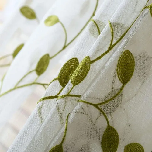 Miniatura 5 de Ivy Leaf - Panel transparente bordado de 84 pulgadas de largo, de gasa triturada para ventana, cortina de gasa de tul y bolsillo para barra