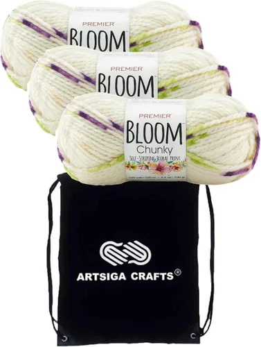 Miniatura 21 de Premier Yarns Bloom Chunky Gerbera 1114-21 - Hilo acrílico grueso y voluminoso #5 (3 madejas, el mismo lote de tinte) para ganchillo y tejer