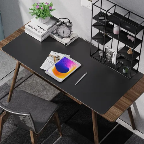 Miniatura 6 de Tapete de escritorio grande de 47" x 23.7", tapete de escritorio de cuero, tapete de escritorio de doble cara, tapete de escritorio para Negro