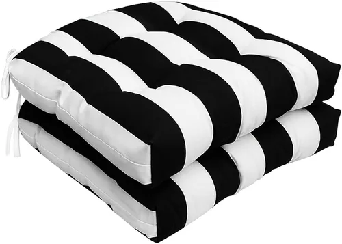 Cojines de asiento de mimbre para exteriores e interiores para todo tipo de clima, 19 x 19 pulgadas, cojines para sillas de exterior, color blanco y
