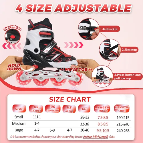 Miniatura 2 de Patines en línea ajustables para niñas y niños principiantes, patines en línea con ruedas iluminadas para niños y jóvenes para deportes