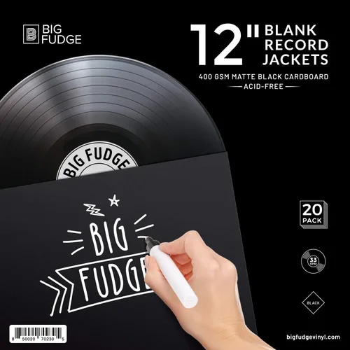 Miniatura 7 de BIG FUDGE Pro Blank Album Jackets - 7 pulgadas x negro - 20 cubiertas de discos de vinilo (400 gsm) - Cubierta de álbum para discos - Mangas