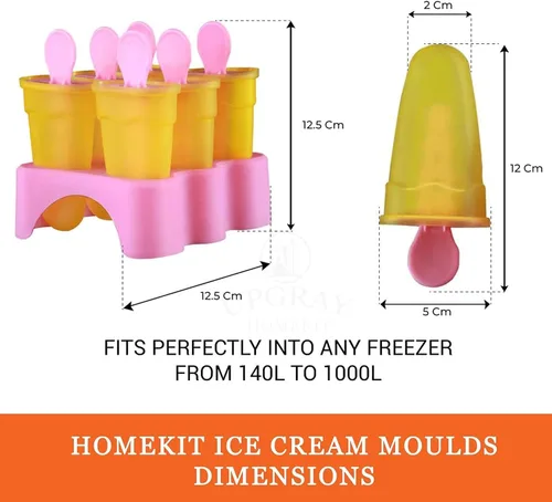 Miniatura 5 de Juego de 6 moldes de plástico reutilizables para hacer paletas heladas, moldes para helados congelados, bandeja para helados Kulfi Candy Ice Lolly