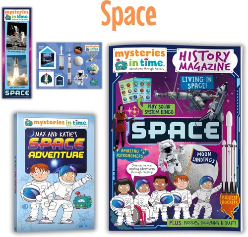 Miniatura 6 de Mysteries in Time Space - Paquete de actividades para niños de 6 a 11 años, con libro de historia y revista, perfecto para avión sin pantalla