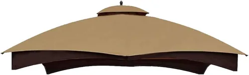 Hugline Toldo de repuesto para exteriores, cubierta de techo de doble nivel para cenador Lowe's Allen Roth de 10 x 12 pies, #GF-12S004B-1 (Caqui)