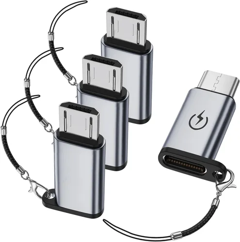 Jadebones Adaptador USB C a Micro USB (paquete de 4), convertidor USB tipo C hembra a micro USB macho compatible con Samsung Galaxy S6/S7 Edge, LG
