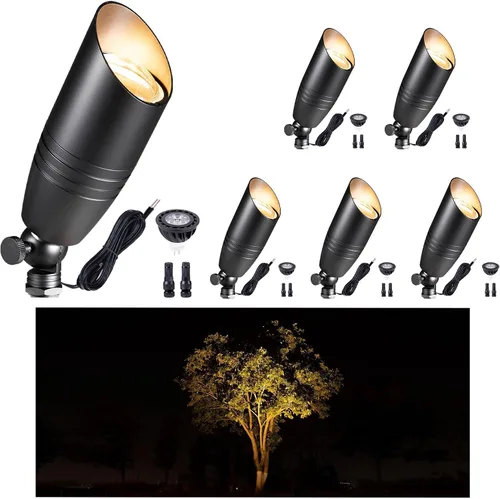 Miniatura 10 de Gardenreet Focos de paisaje de bajo voltaje - Lámpara de techo superior de latón 12V LED para exteriores, luces puntuales cableadas IP65