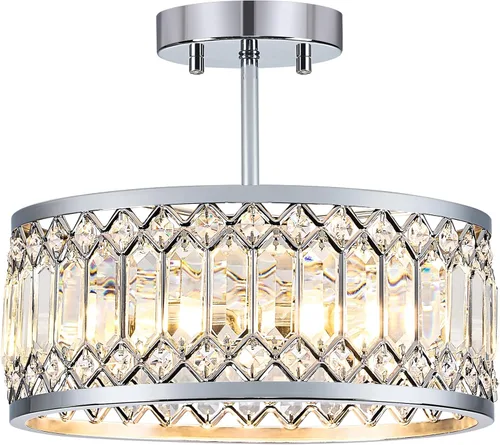 Miniatura 9 de Pevfah Lámpara de techo negra de cristal, moderna lámpara de techo semiempotrada, accesorios de iluminación de pasillo redondo para cocina, entrada