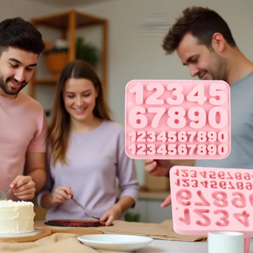 Miniatura 3 de Paquete de 2 moldes de silicona para números, 30 cavidades, medianos y pequeños, de 0 a 9 dígitos para hornear, chocolate, dulces, cupcake, jabón