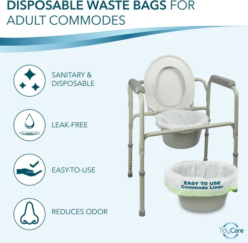 Miniatura 2 de TidyCare Forros Desechables para Silla de Inodoro de Cabecera para Adultos, Cubo de Asiento y Bacinilla Paquete de Valor de 192 Bolsas de Desecho